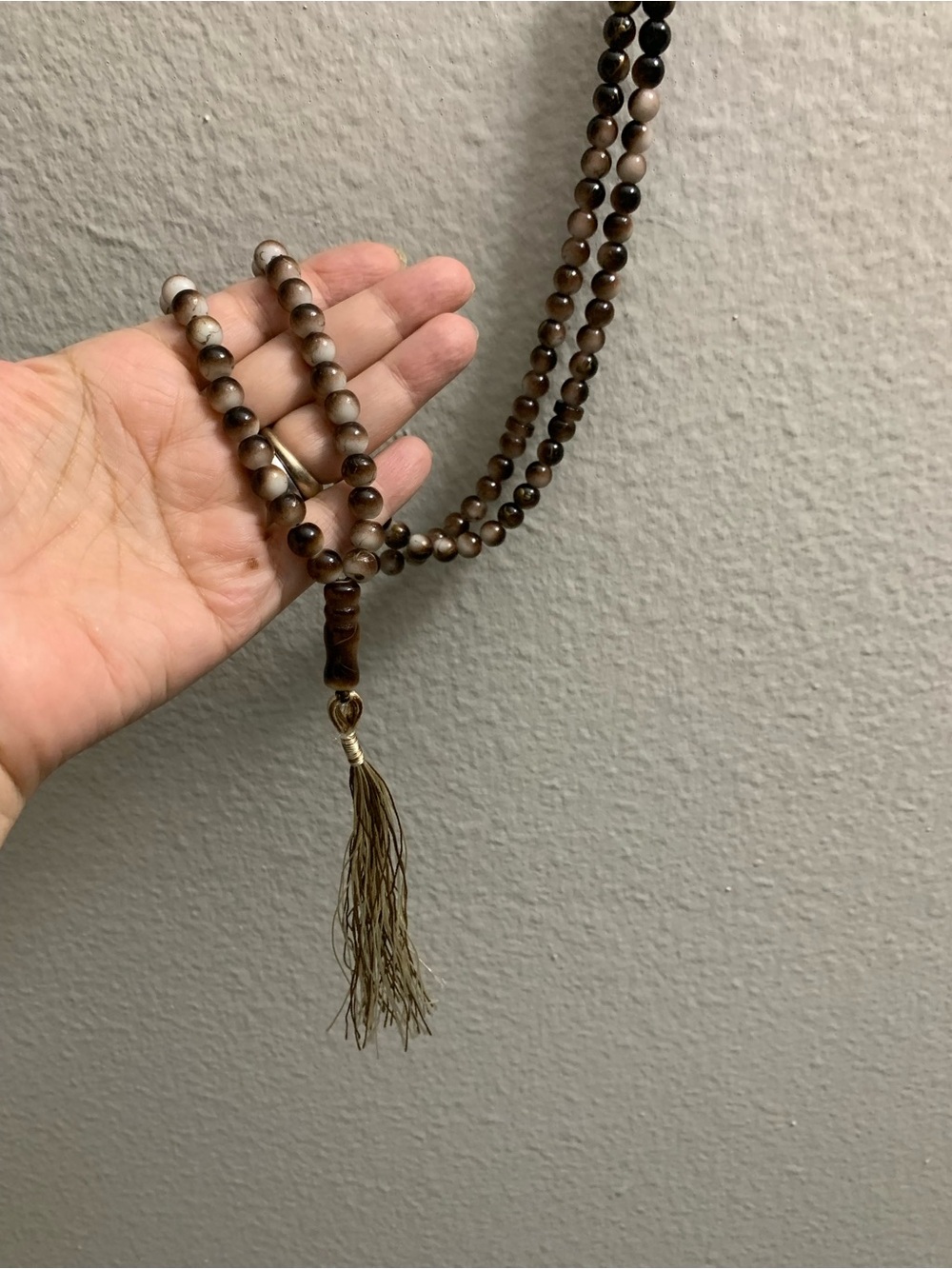 Handmade Brown Beaded Tassel Necklace - Women Jewelry